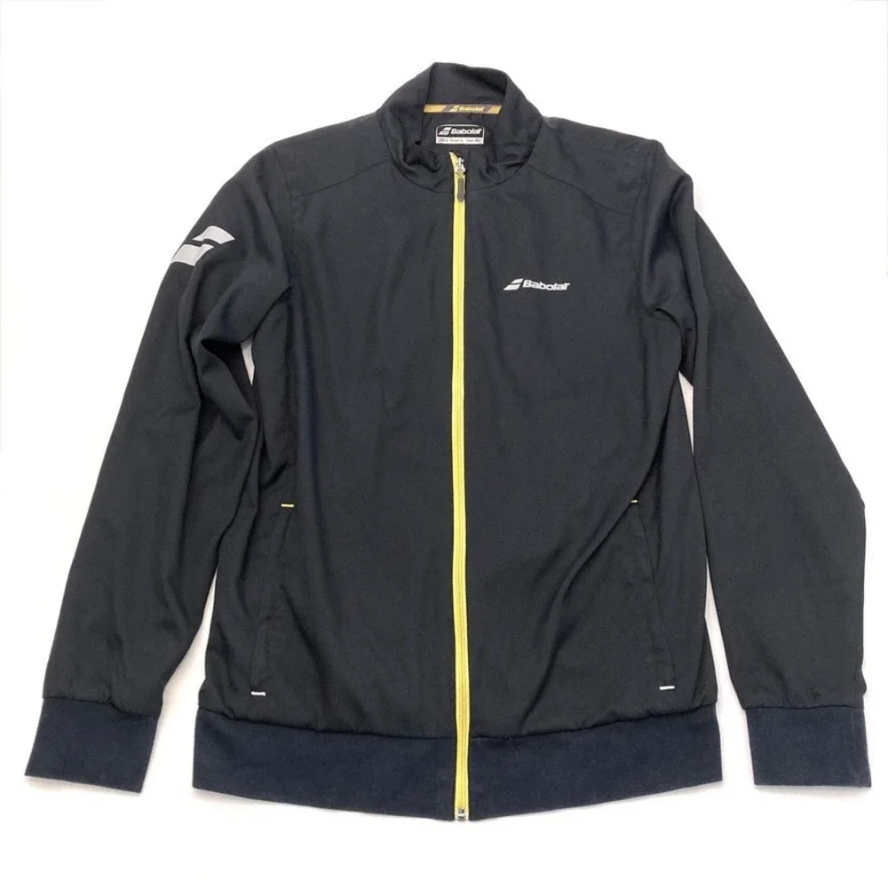 Babolat Performance Men's L Black Tennis Jacket Full Zip Pockets Windbreaker